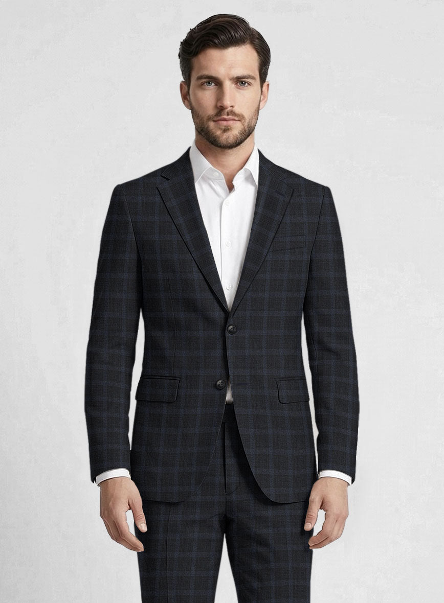 Italian Trek Dark Blue Checks Flannel Jacket - StudioSuits