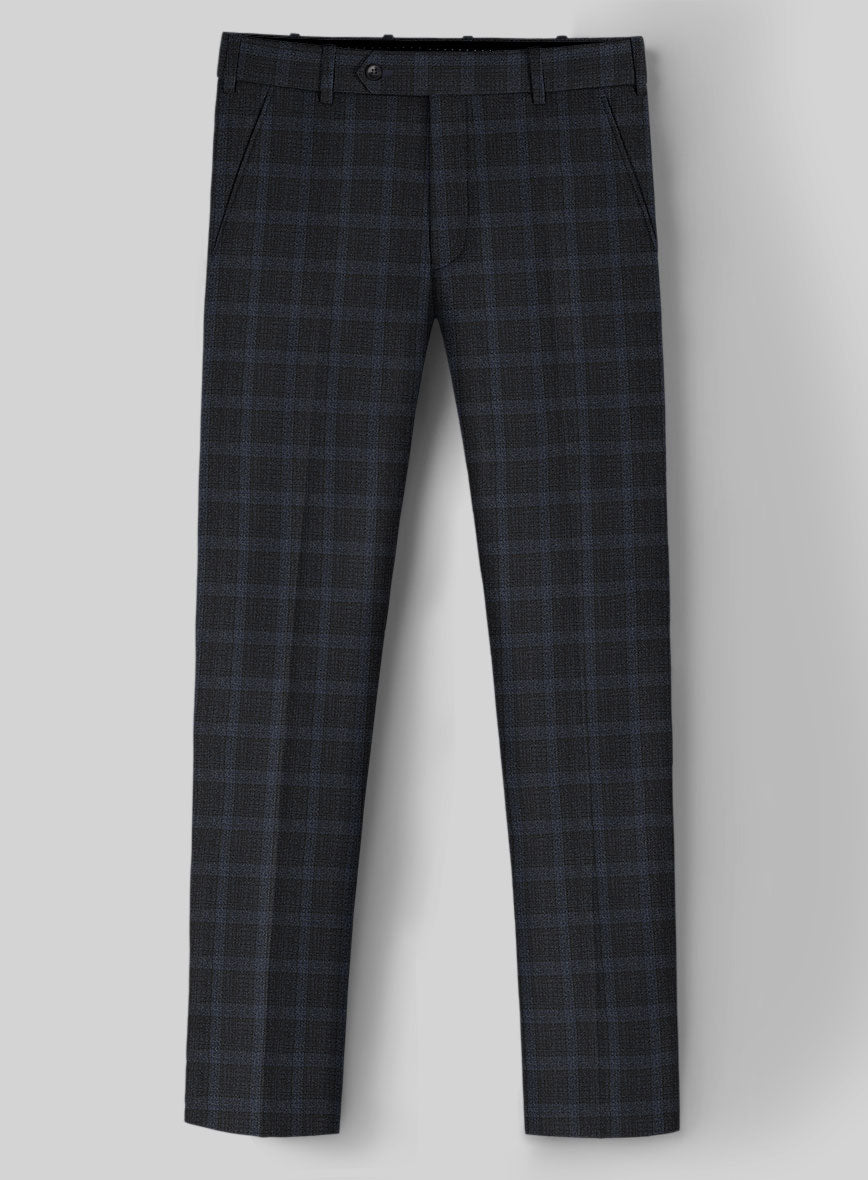 Italian Trek Dark Blue Checks Flannel Pants - StudioSuits