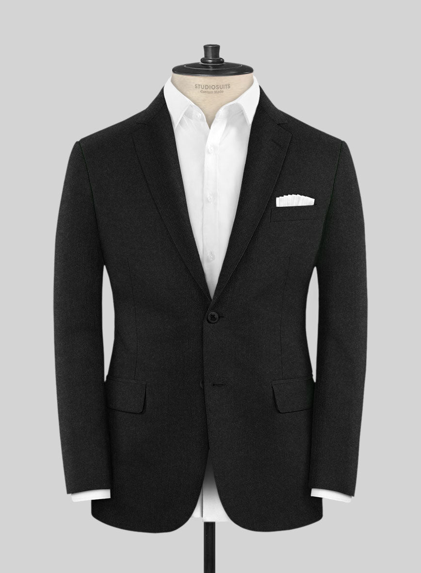 Italian Turna Black Flannel Jacket - StudioSuits