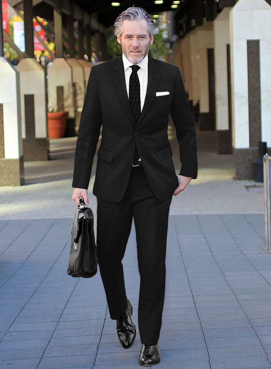 Men's Italian Turna Black Flannel Suit by StudioSuits