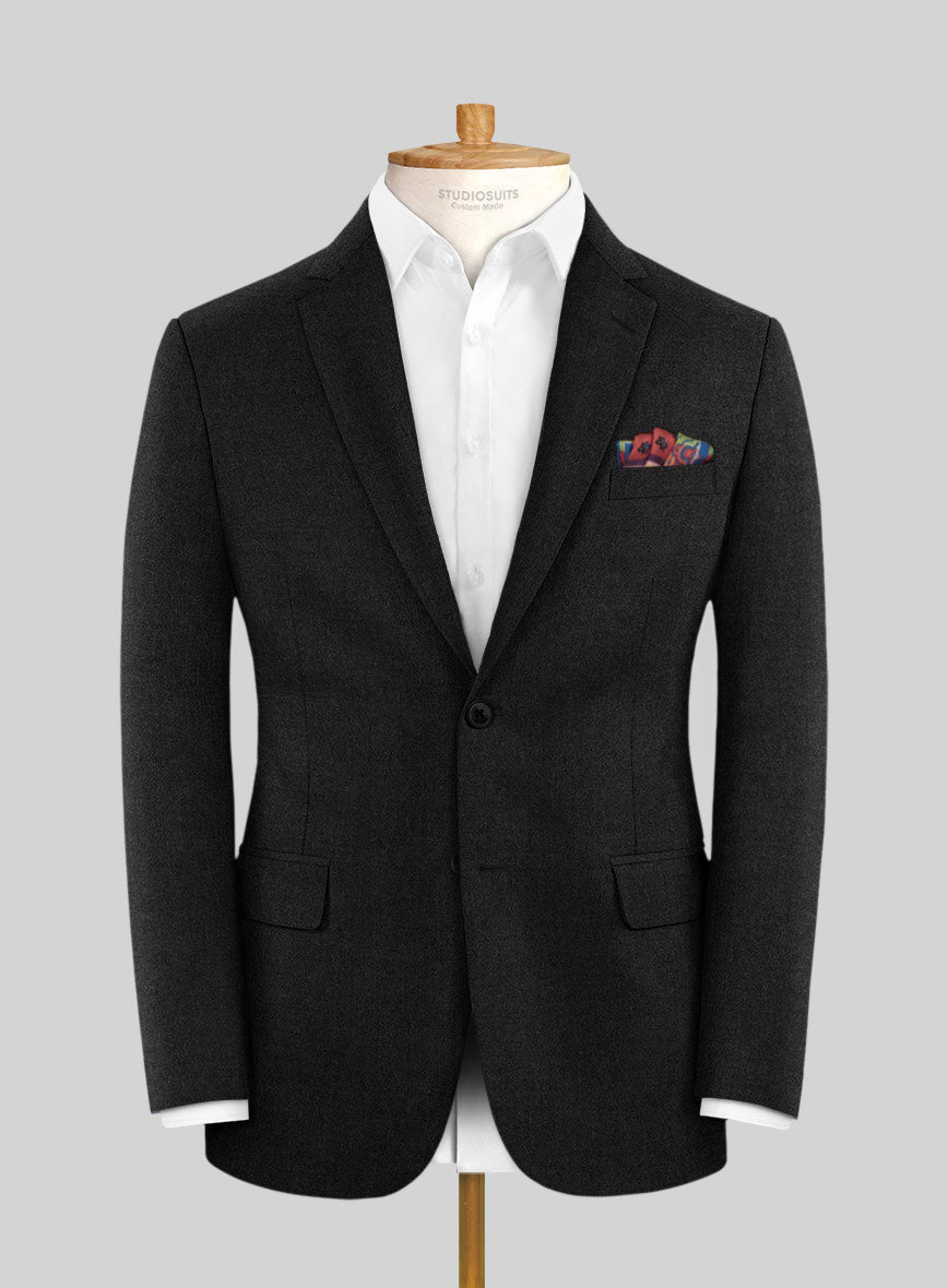 Italian Turna Charcoal Flannel Jacket - StudioSuits
