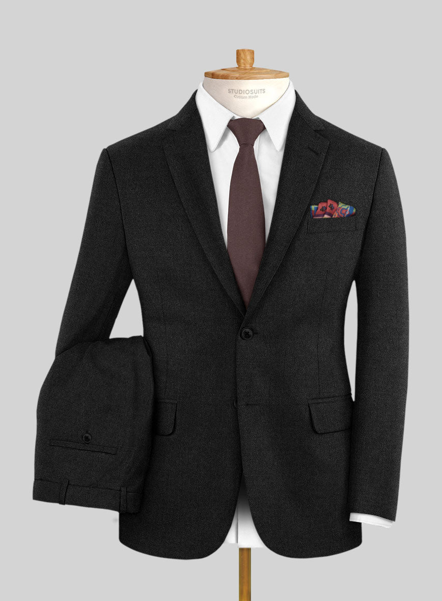 Italian Turna Charcoal Flannel Suit - StudioSuits