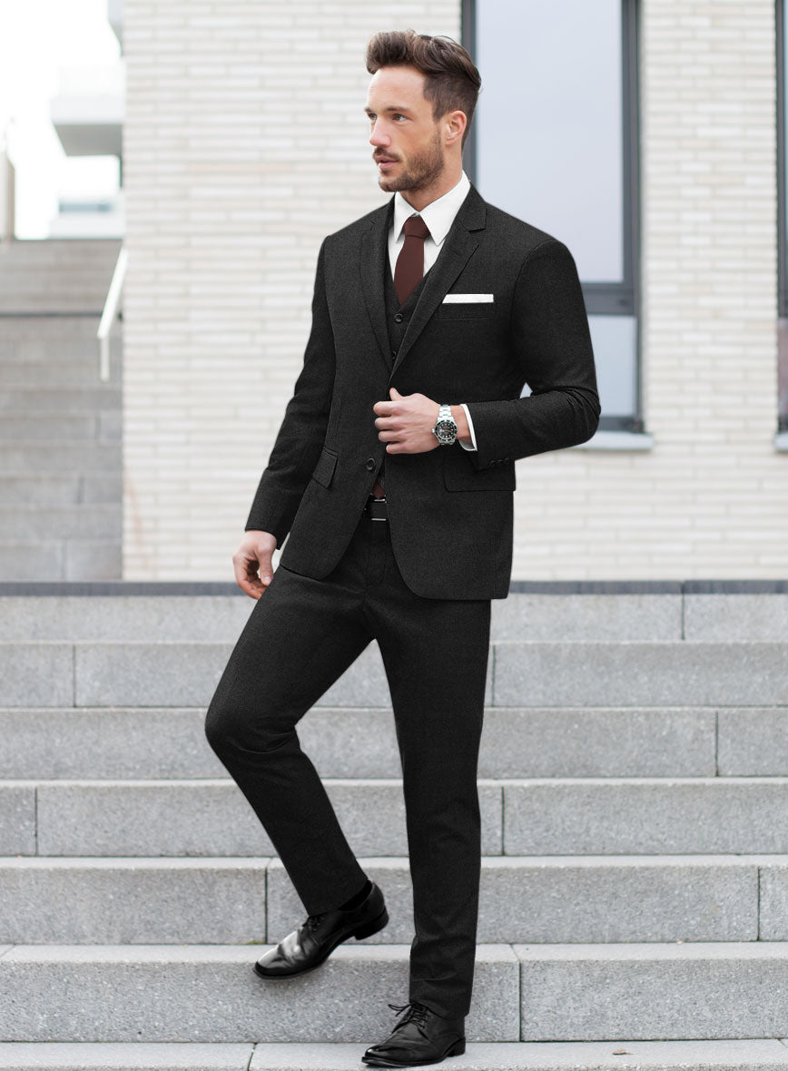 Italian Turna Charcoal Flannel Suit - StudioSuits