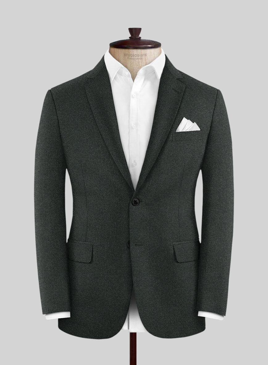 Italian Turna Dark Green Flannel Jacket - StudioSuits