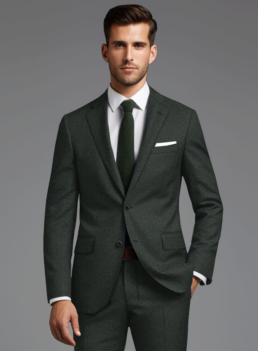 Italian Turna Dark Green Flannel Jacket - StudioSuits