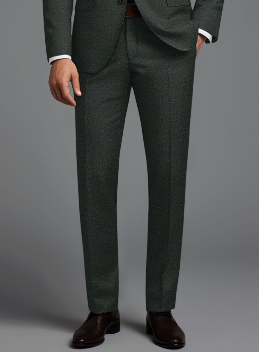 Italian Turna Dark Green Flannel Pants - StudioSuits