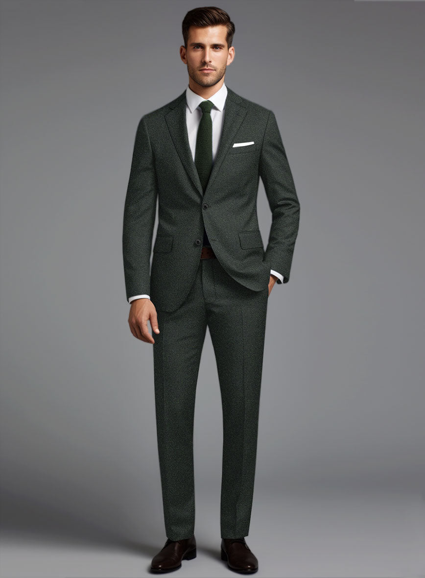 Italian Turna Dark Green Flannel Suit - StudioSuits