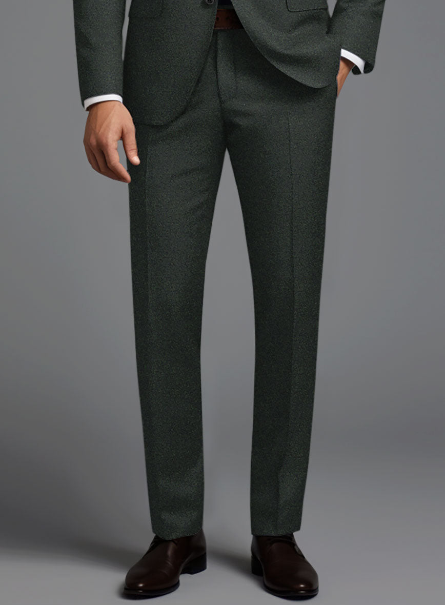 Italian Turna Dark Green Flannel Suit - StudioSuits