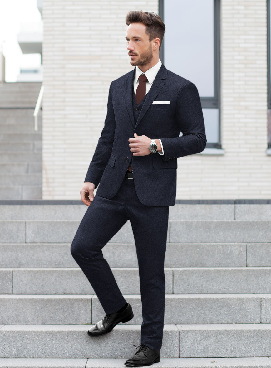 Italian Turna Dark Navy Flannel Suit – StudioSuits