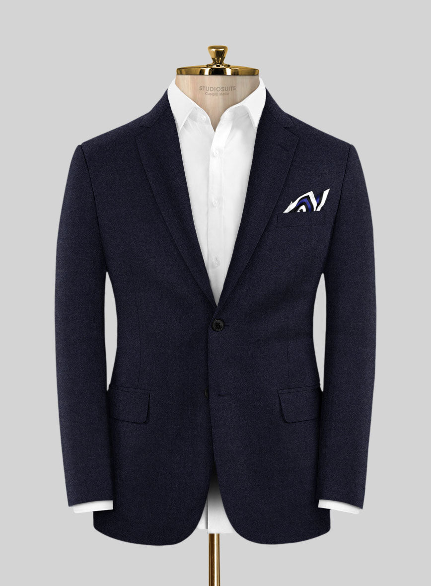 Italian Turna Jet Blue Flannel Jacket - StudioSuits