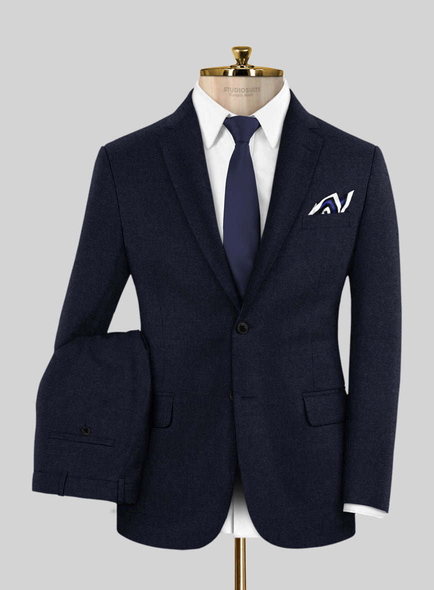Italian Turna Jet Blue Flannel Suit - StudioSuits