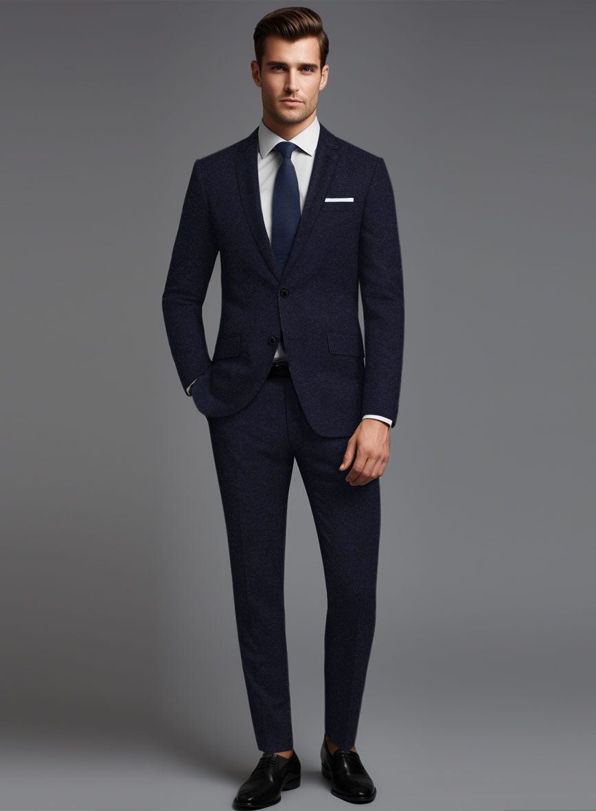 Italian Turna Jet Blue Flannel Suit - StudioSuits