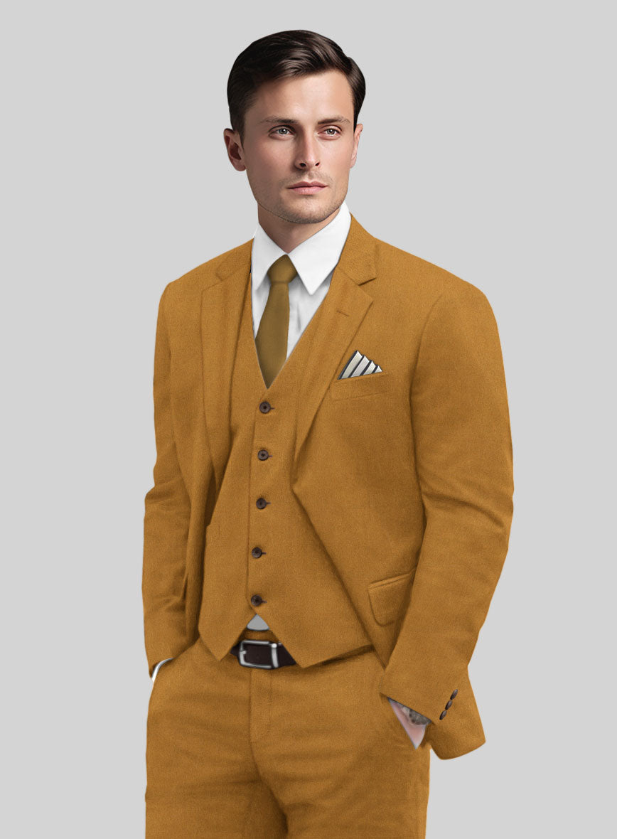 Italian Turna Mustard Flannel Jacket - StudioSuits