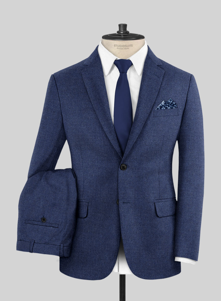 Italian Turna Persian Blue Flannel Suit - StudioSuits