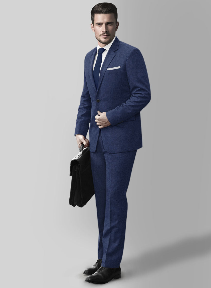 Italian Turna Persian Blue Flannel Suit - StudioSuits