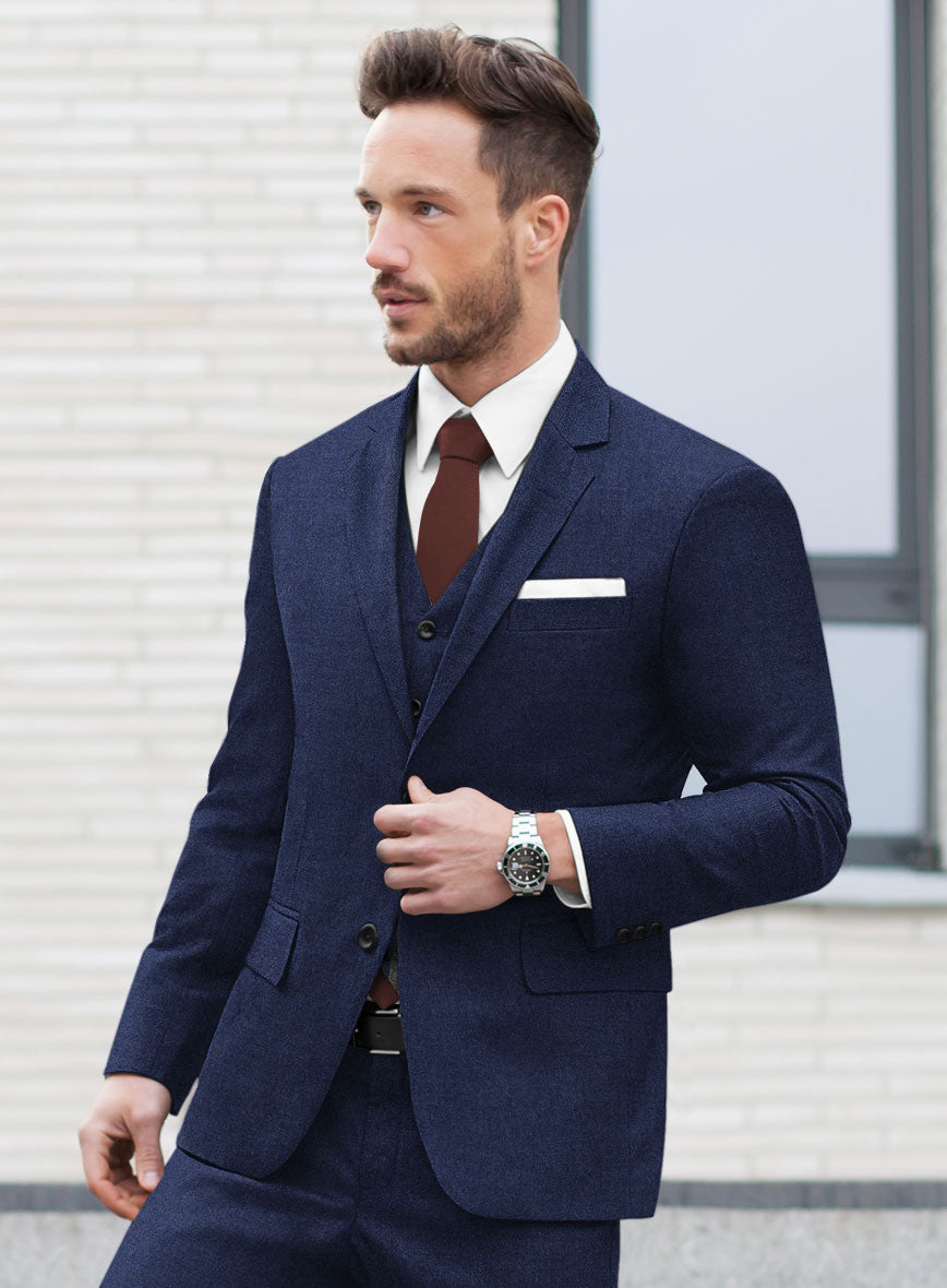 Italian Turna Royal Blue Flannel Jacket - StudioSuits