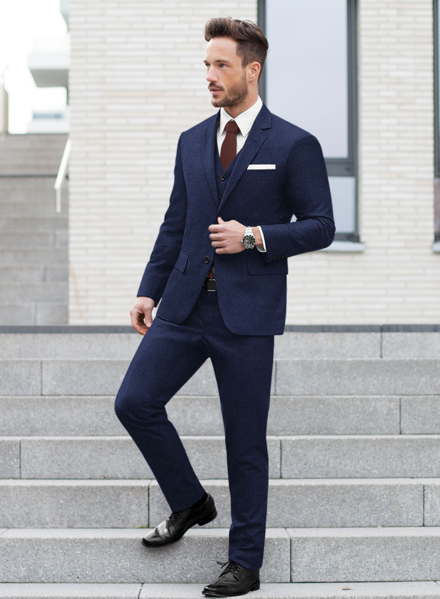 Italian Turna Royal Blue Flannel Suit - StudioSuits