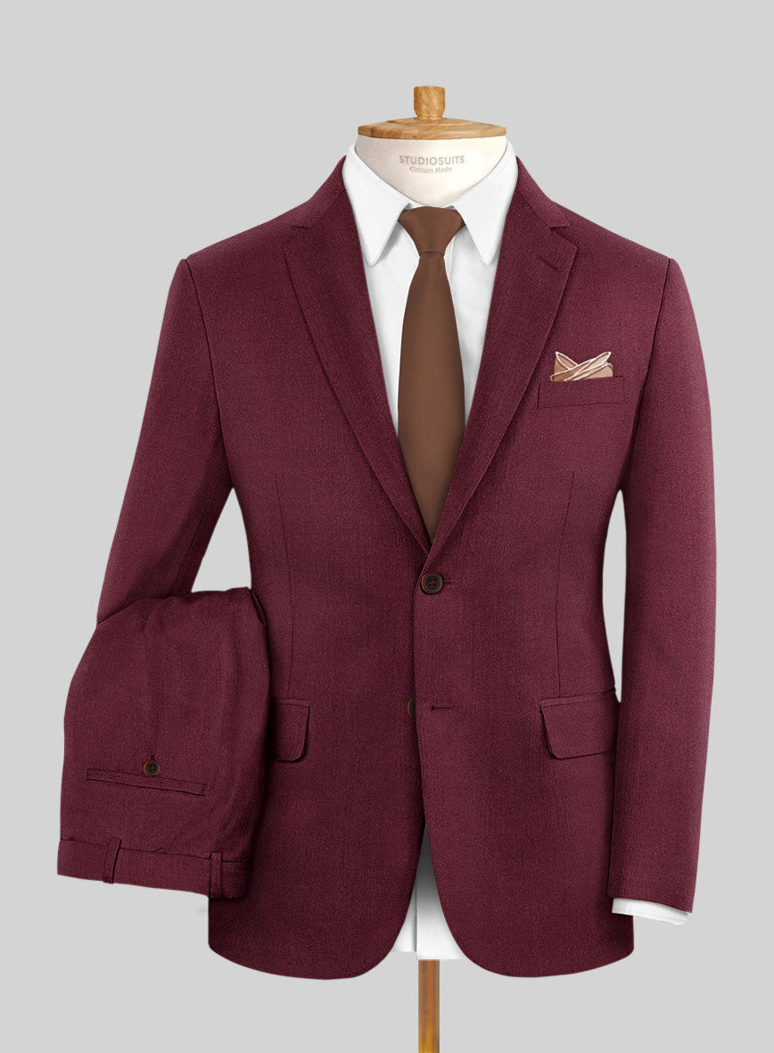 Italian Turna Wine Flannel Suit - StudioSuits