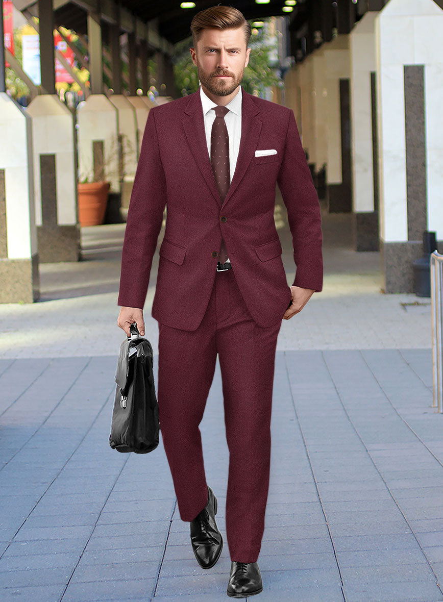 Italian Turna Wine Flannel Suit - StudioSuits