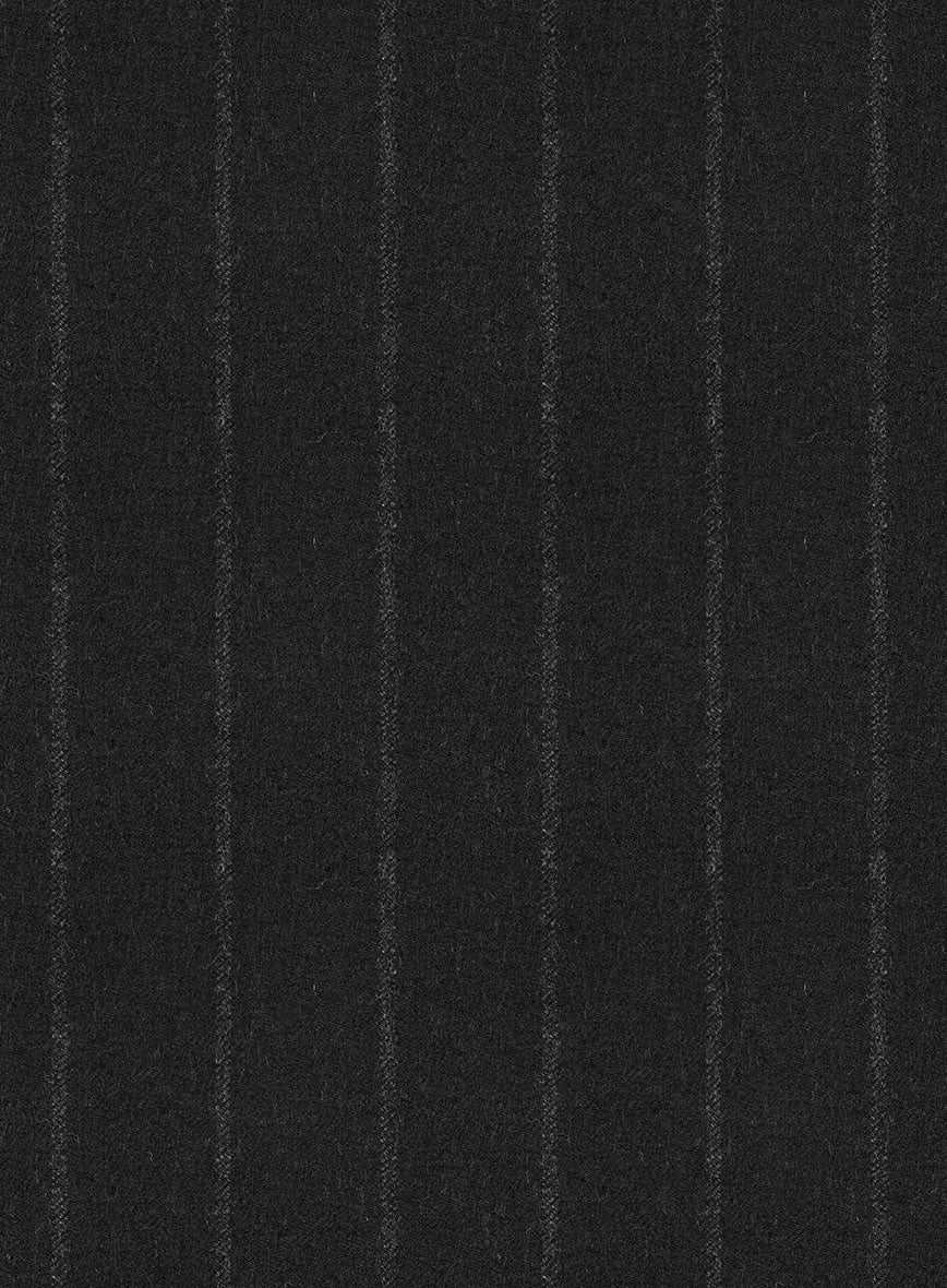 Italian Uben Black Chalkstripe Flannel Jacket - StudioSuits