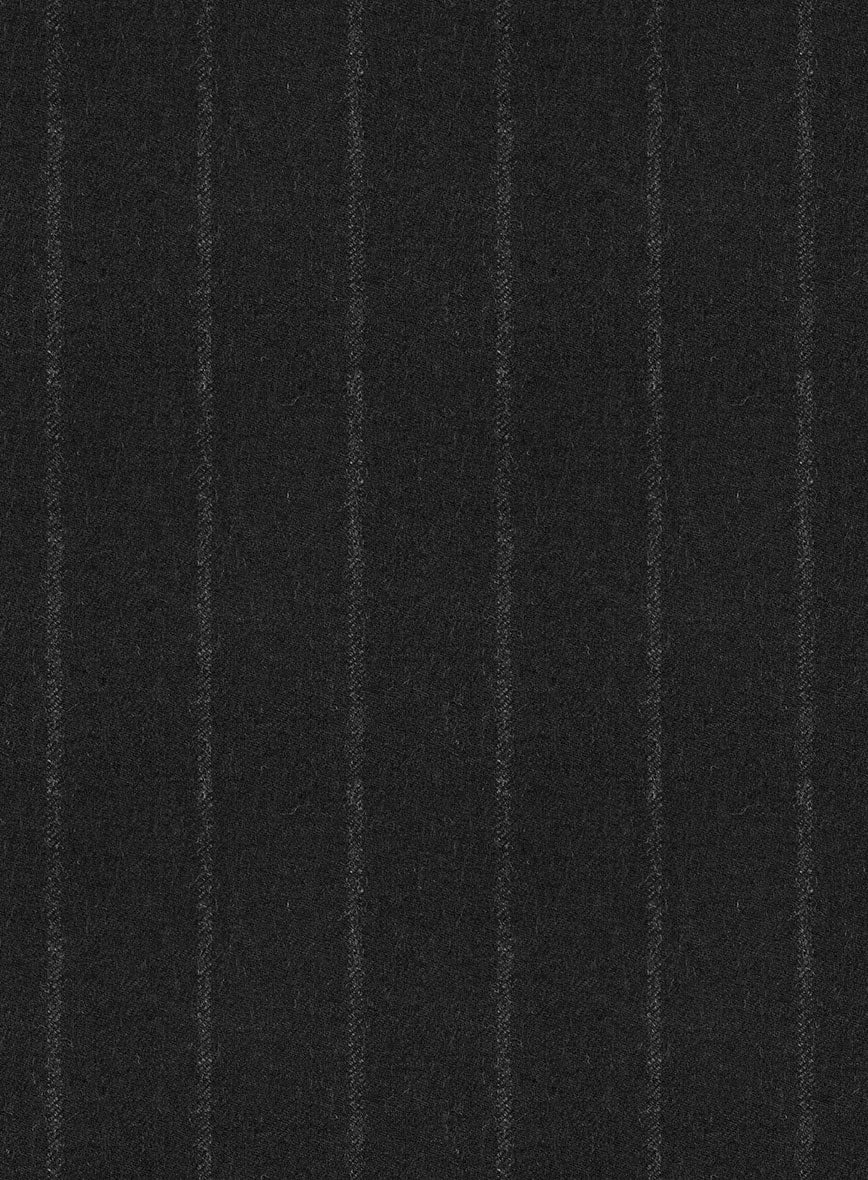 Italian Uben Black Chalkstripe Flannel Jacket - StudioSuits