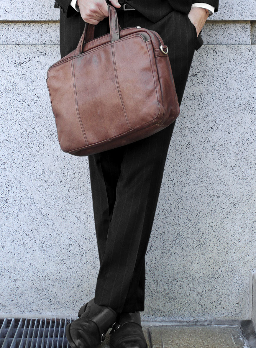 Italian Uben Black Chalkstripe Flannel Pants - StudioSuits
