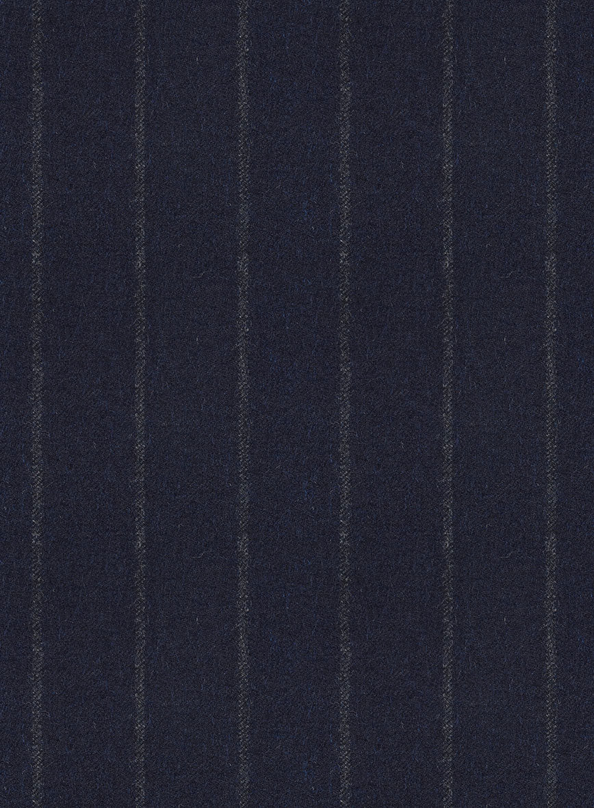 Italian Uben Blue Chalkstripe Flannel Jacket - StudioSuits