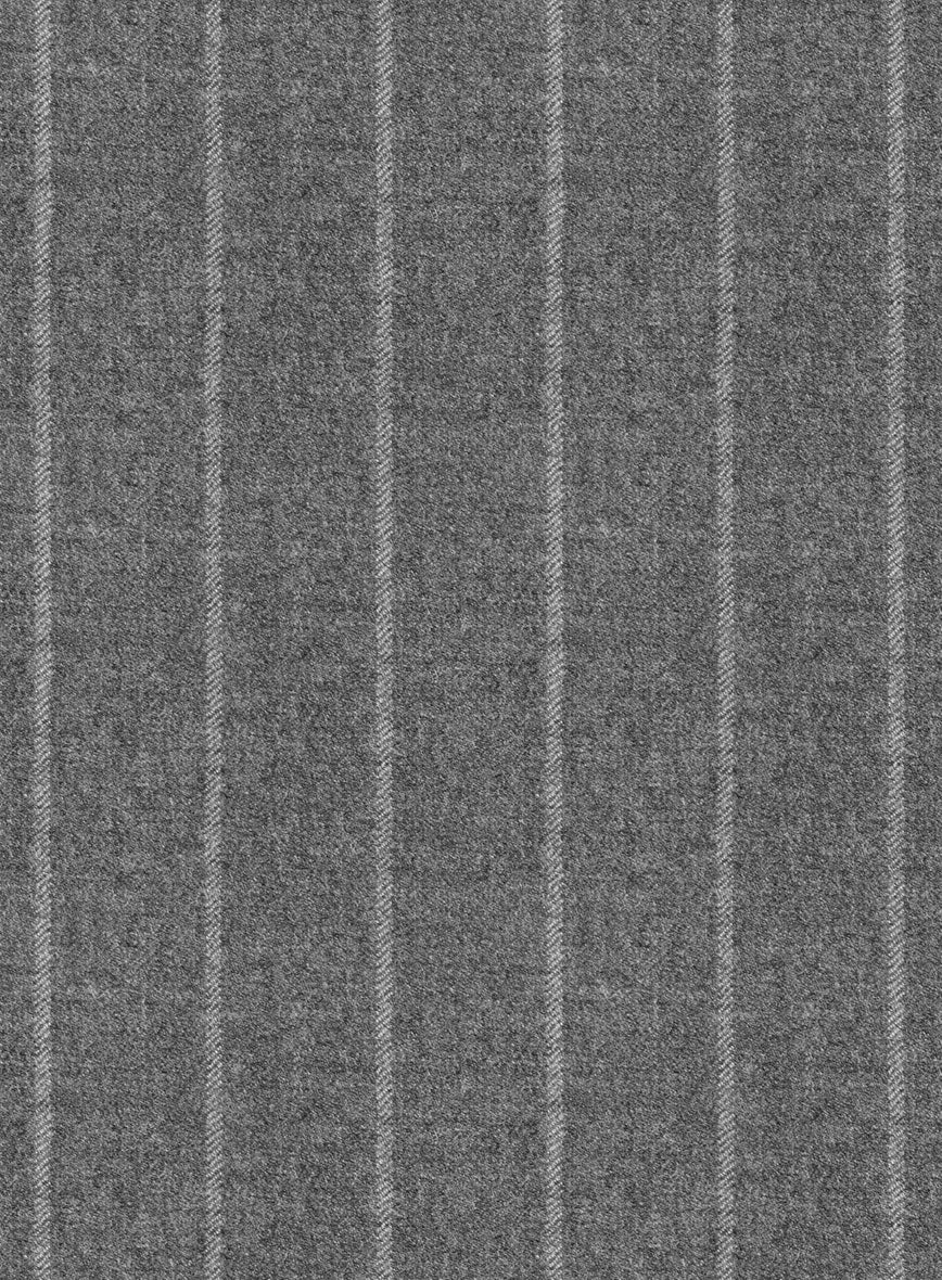Italian Uben Gray Chalkstripe Flannel Jacket - StudioSuits
