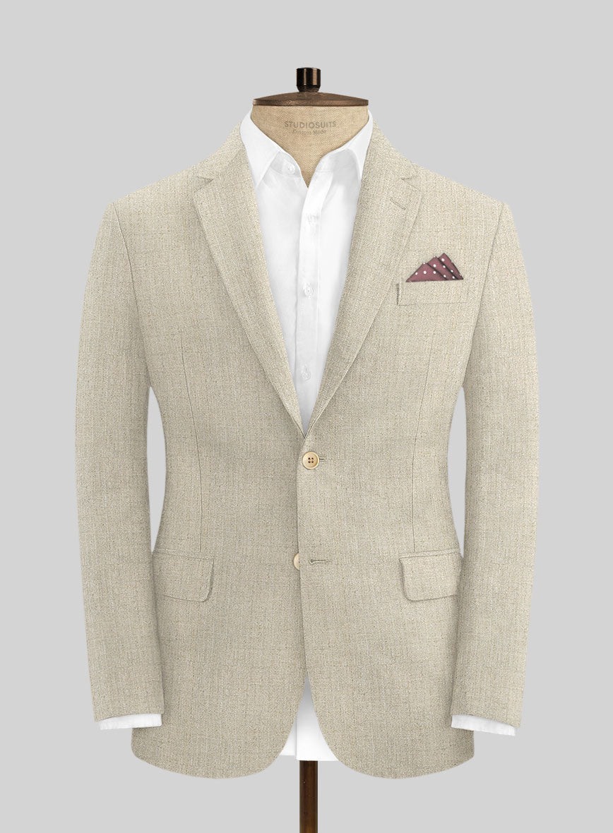 Italian Vintage Beige Linen Jacket - StudioSuits