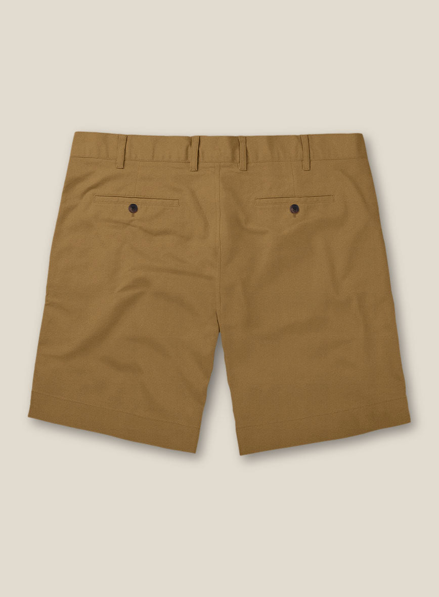 Italian Walnut Brown Cotton Stretch Shorts - StudioSuits