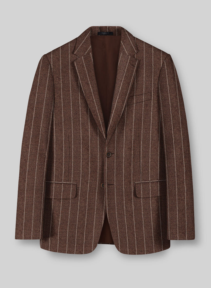 Italian Walnut Rope Stripe Tweed Jacket - StudioSuits