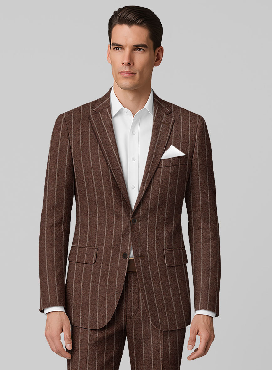 Italian Walnut Rope Stripe Tweed Jacket - StudioSuits