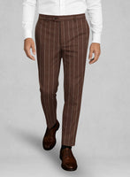 Italian Walnut Rope Stripe Tweed Pants - StudioSuits