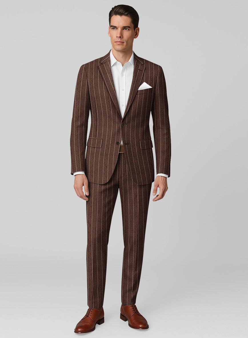 Italian Walnut Rope Stripe Tweed Suit - StudioSuits