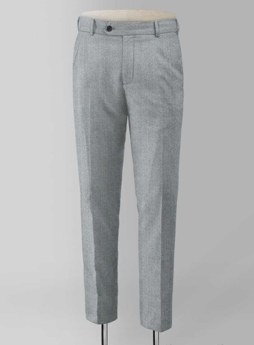 Italian Wide Herringbone Light Blue Tweed Suit - StudioSuits