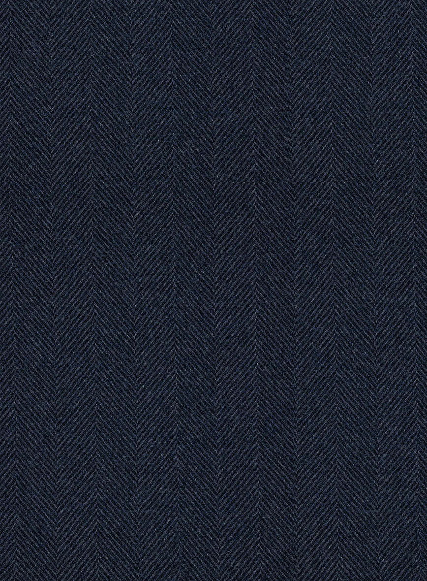 Italian Wide Herringbone Blue Tweed Jacket - StudioSuits