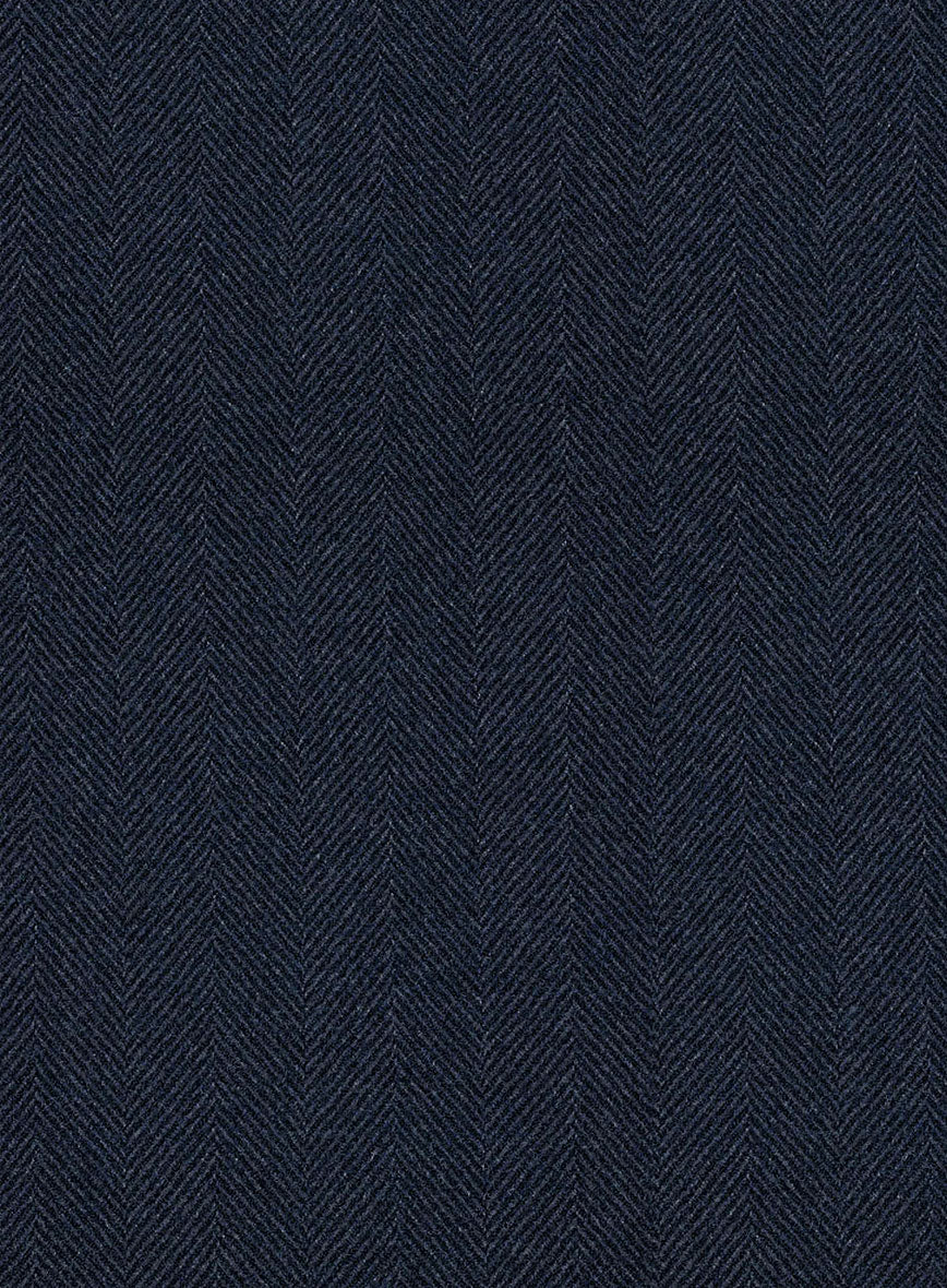 Italian Wide Herringbone Blue Tweed Jacket - StudioSuits