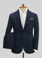 Italian Wide Herringbone Blue Tweed Suit - StudioSuits
