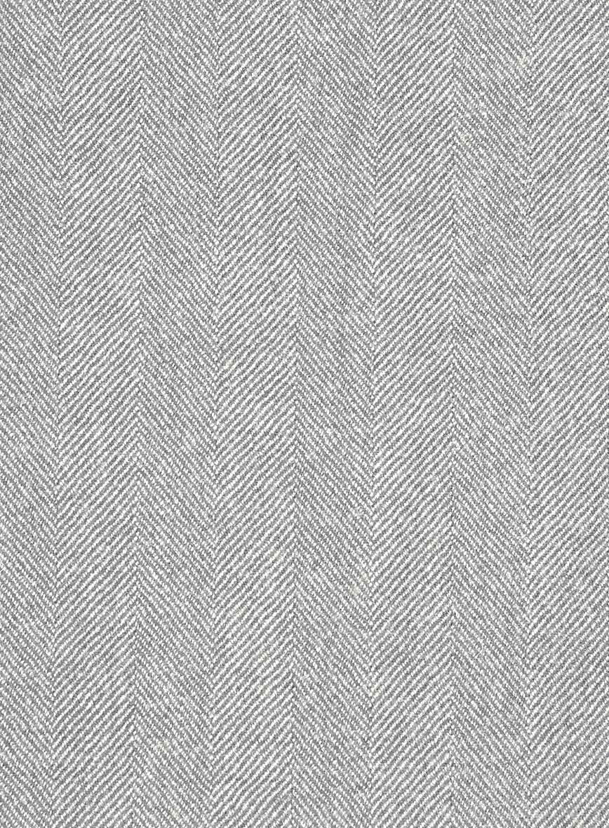 Italian Wide Herringbone Ice Gray Tweed Pants - StudioSuits