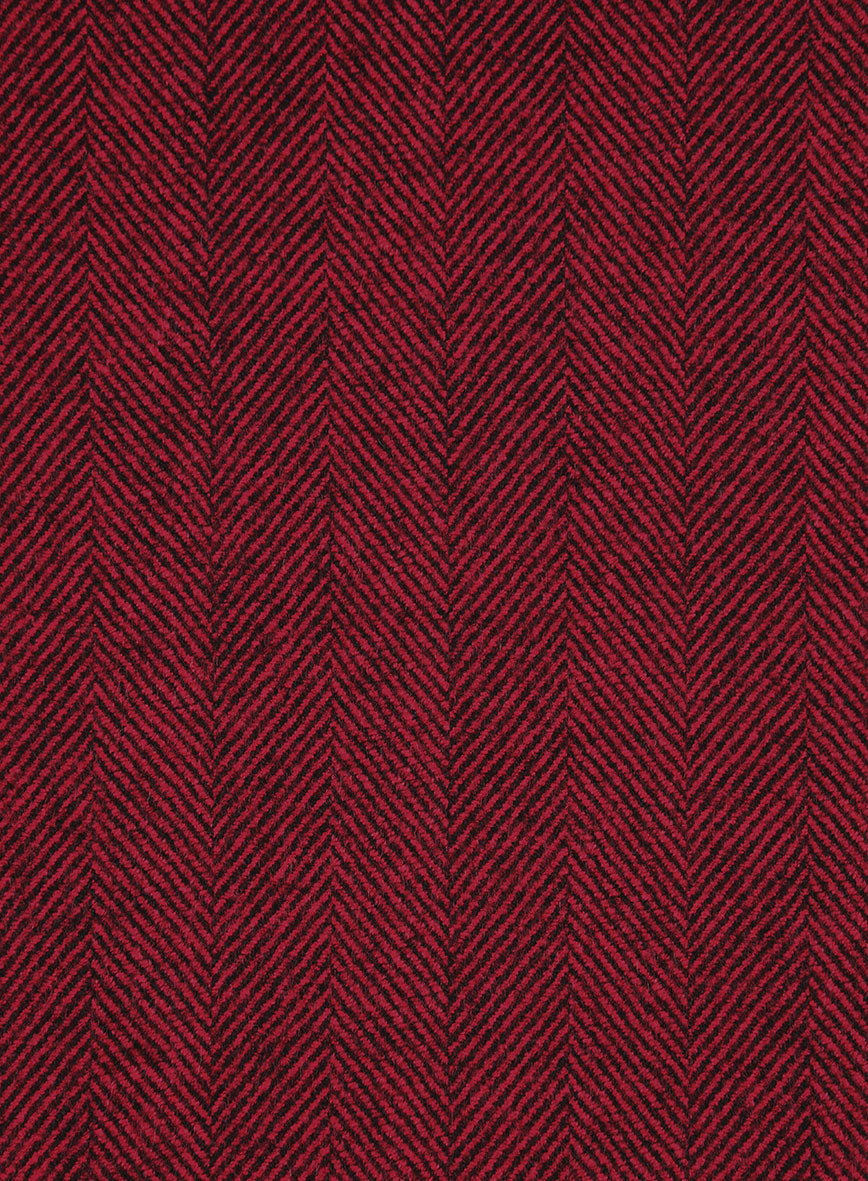 Italian Wide Herringbone Wine Tweed Pants - StudioSuits