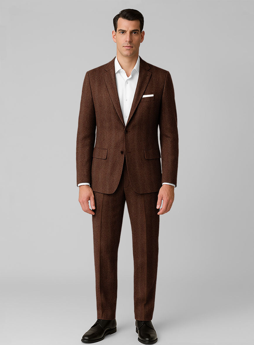 Italian Wide Herringbone Rust Tweed Suit - StudioSuits
