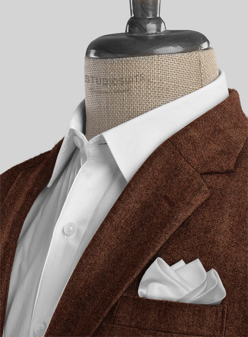 Italian Wide Herringbone Rust Tweed Jacket - StudioSuits