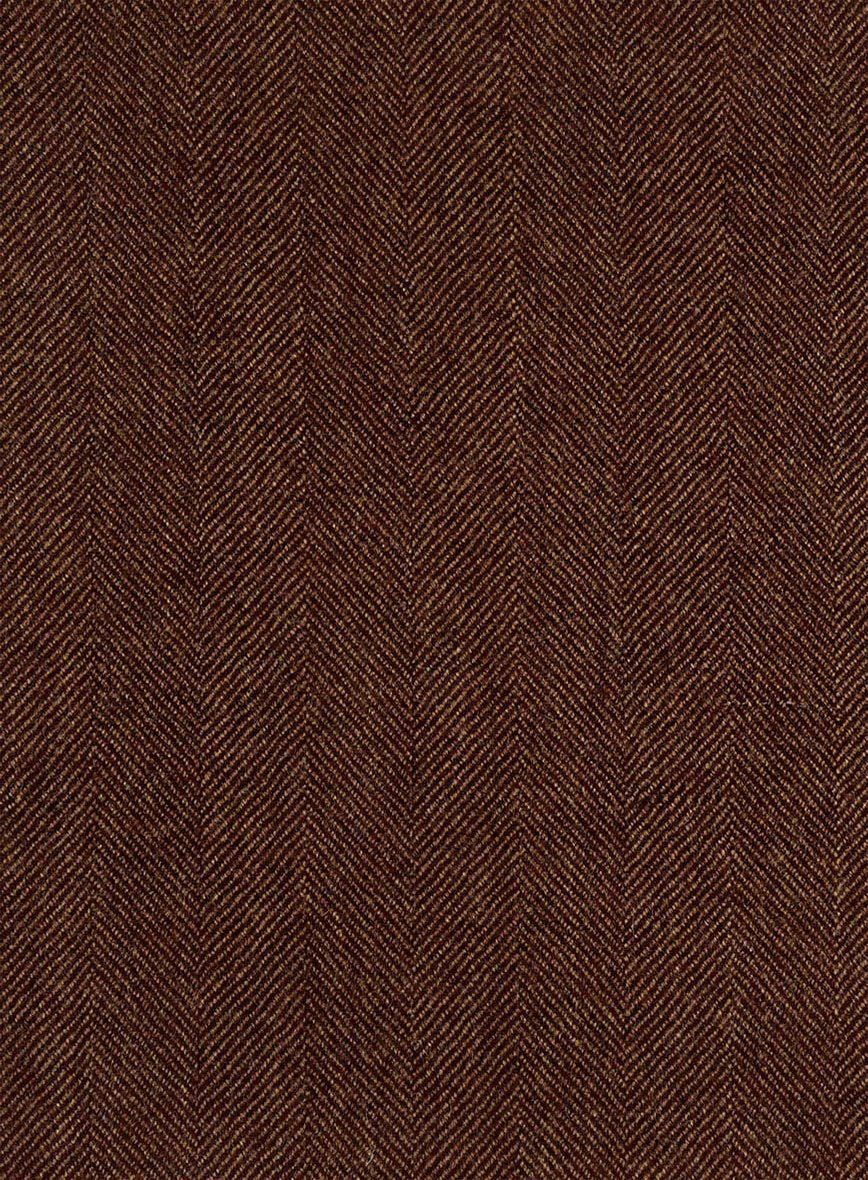 Italian Wide Herringbone Rust Tweed Pants - StudioSuits