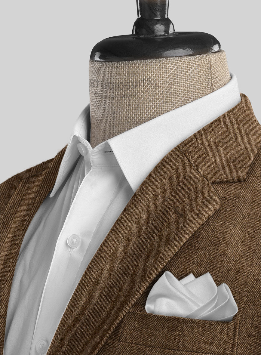 Italian Wide Herringbone Brown Tweed Jacket - StudioSuits