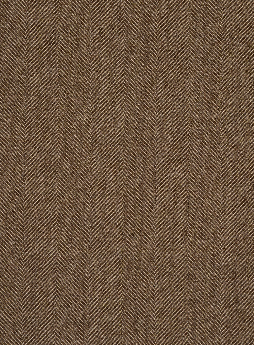 Italian Wide Herringbone Brown Tweed Pants - StudioSuits
