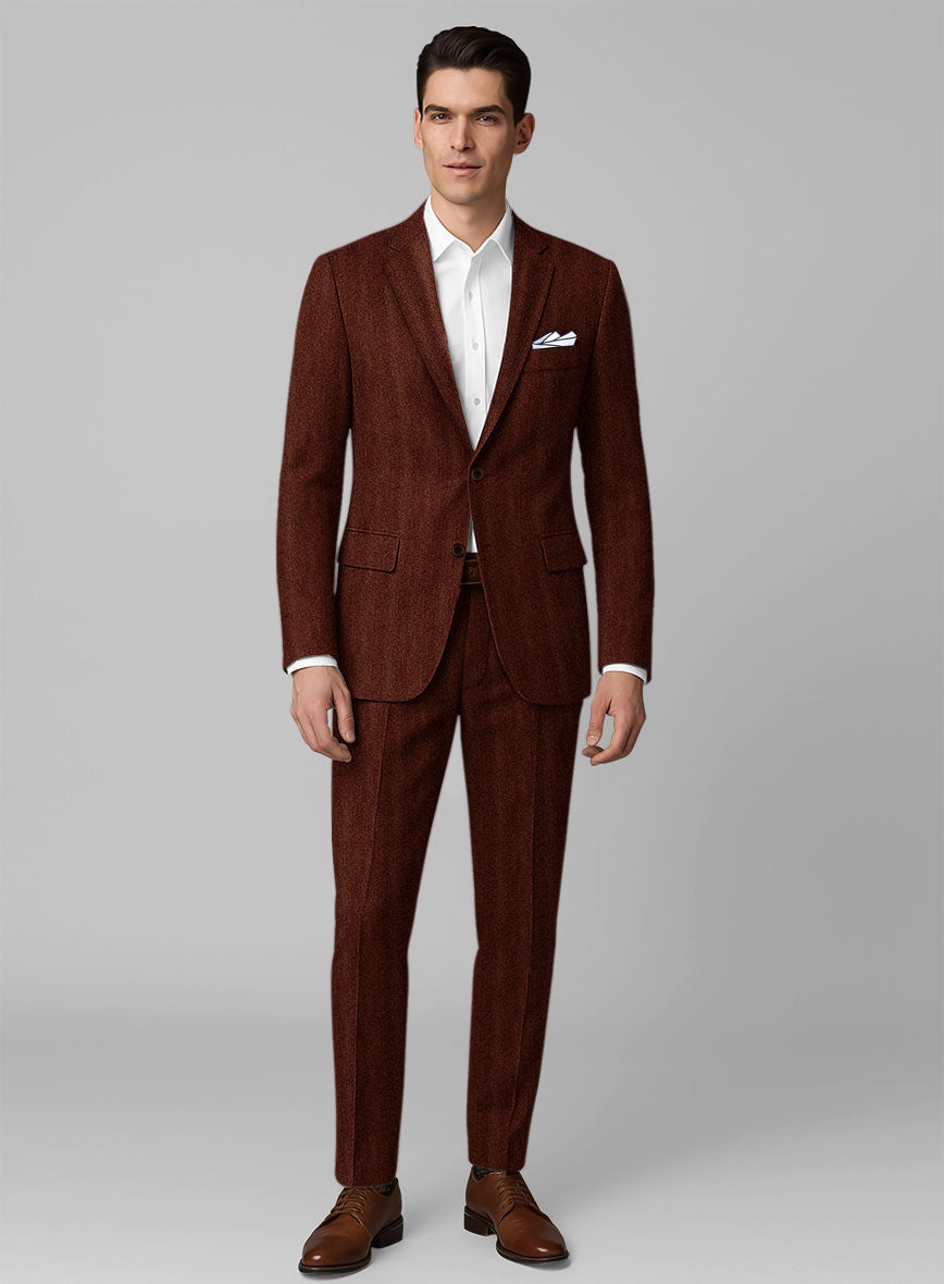 Italian Wide Herringbone Brunette Tweed Suit - StudioSuits