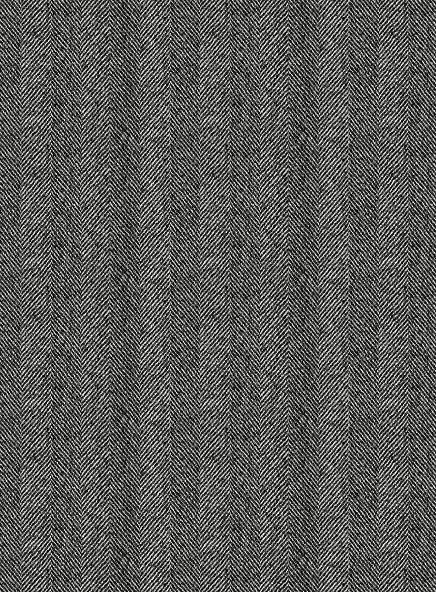 Italian Wide Herringbone Charcoal Tweed Jacket - StudioSuits