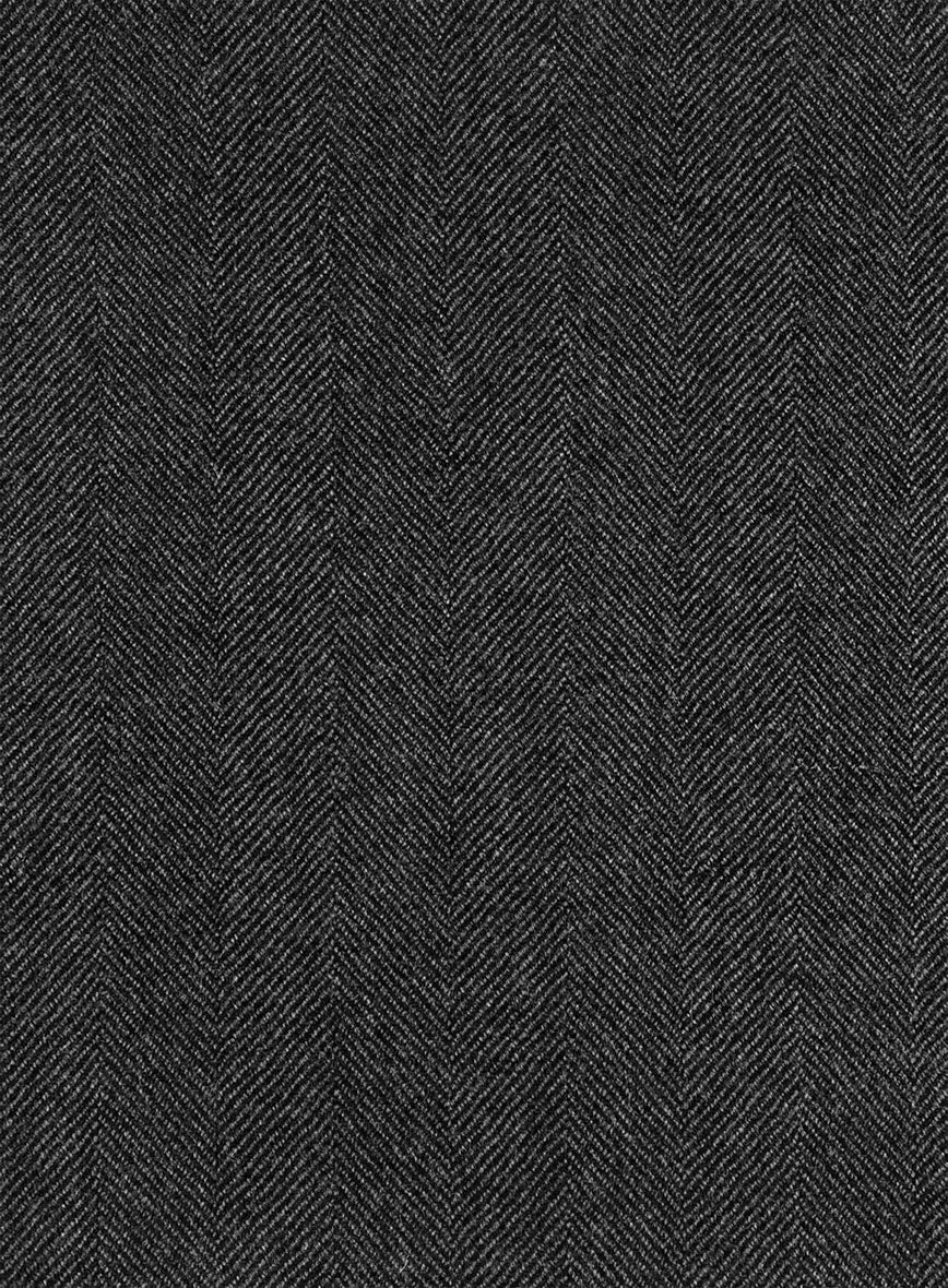 Italian Wide Herringbone Charcoal Tweed Jacket - StudioSuits