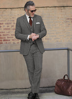 Italian Wide Herringbone Charcoal Tweed Suit - StudioSuits