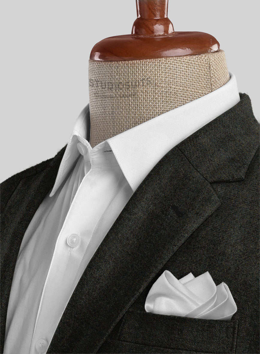 Italian Wide Herringbone Dark Green Tweed Jacket - StudioSuits